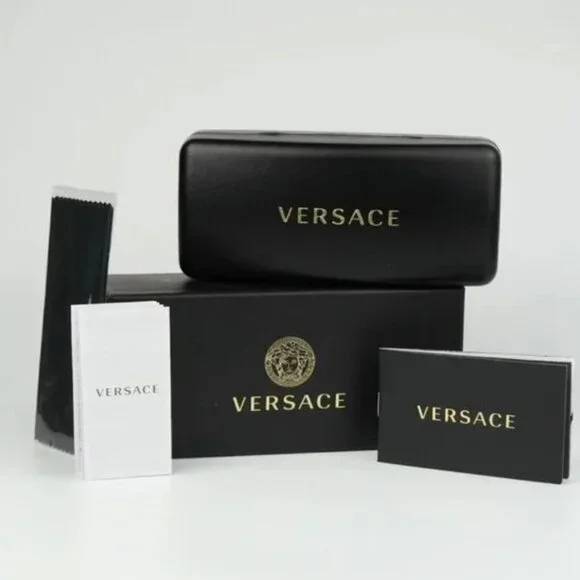 NEW Versace Black Grey Square Unisex Sunglasses
